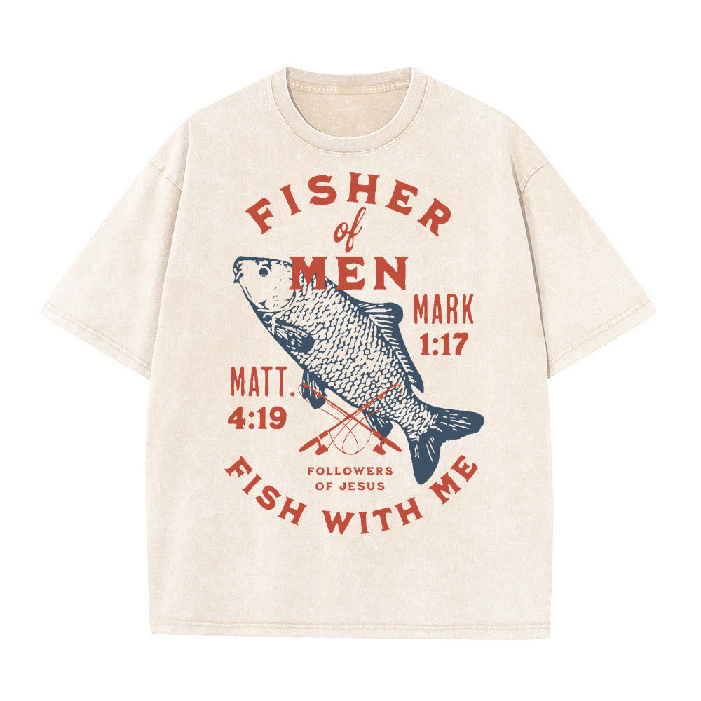 Christianartworkshop Followers of Jesus Fisher of Men Unisex Washed T-Shirt