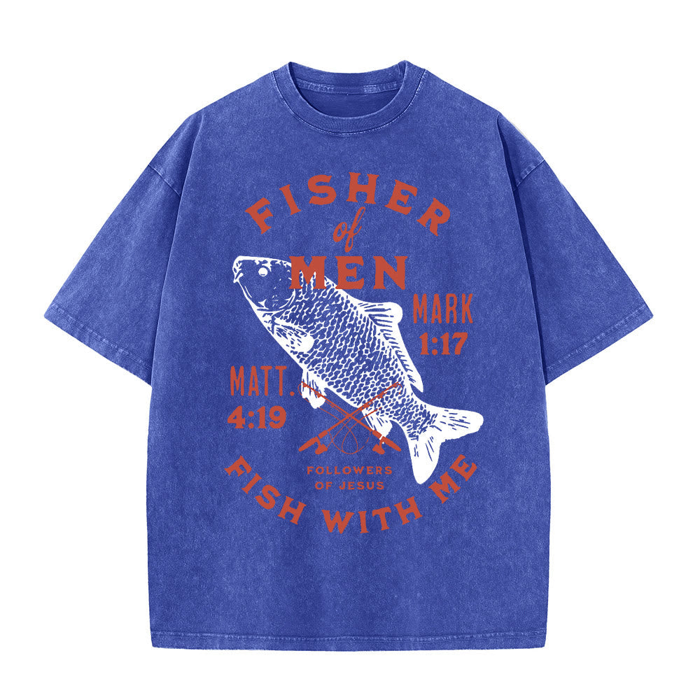 Christianartworkshop Followers of Jesus Fisher of Men Unisex Washed T-Shirt