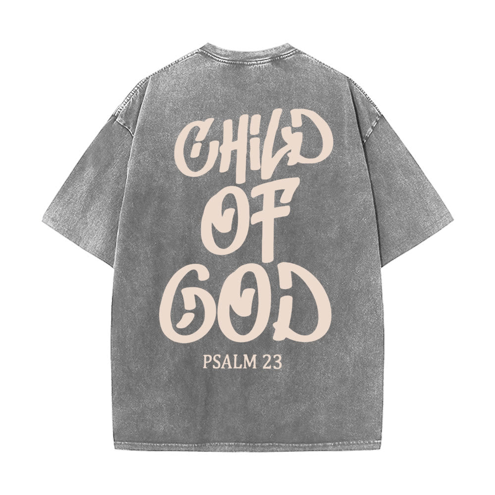 Christianartworkshop Chic Spiritual Child of God Psalm 23 Unisex Washed T-Shirt