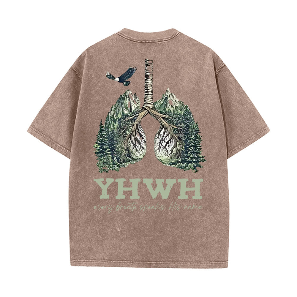 Christianartworkshop Every Breath Speaks His Name Unisex Washed T-shirt
