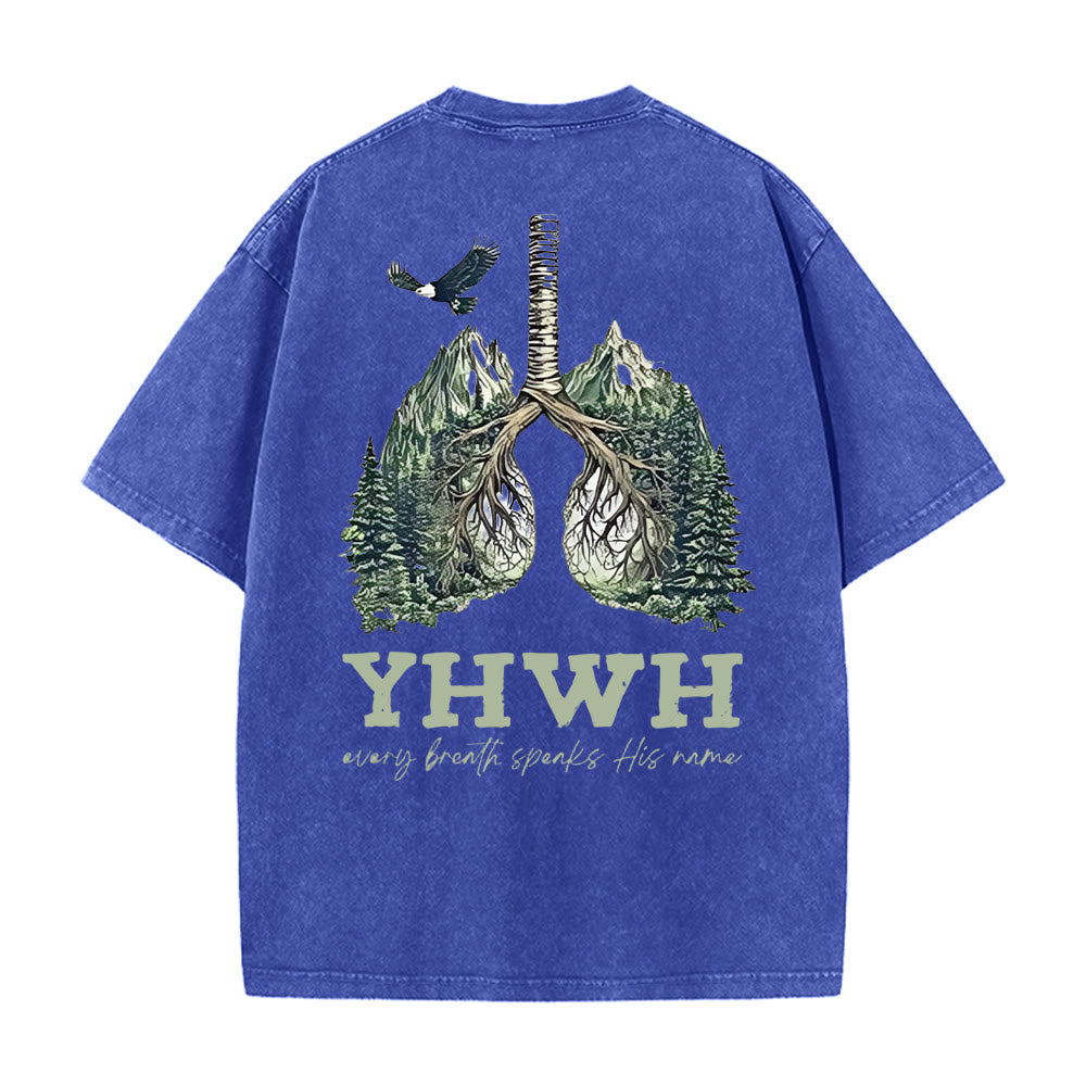 Christianartworkshop Every Breath Speaks His Name Unisex Washed T-shirt