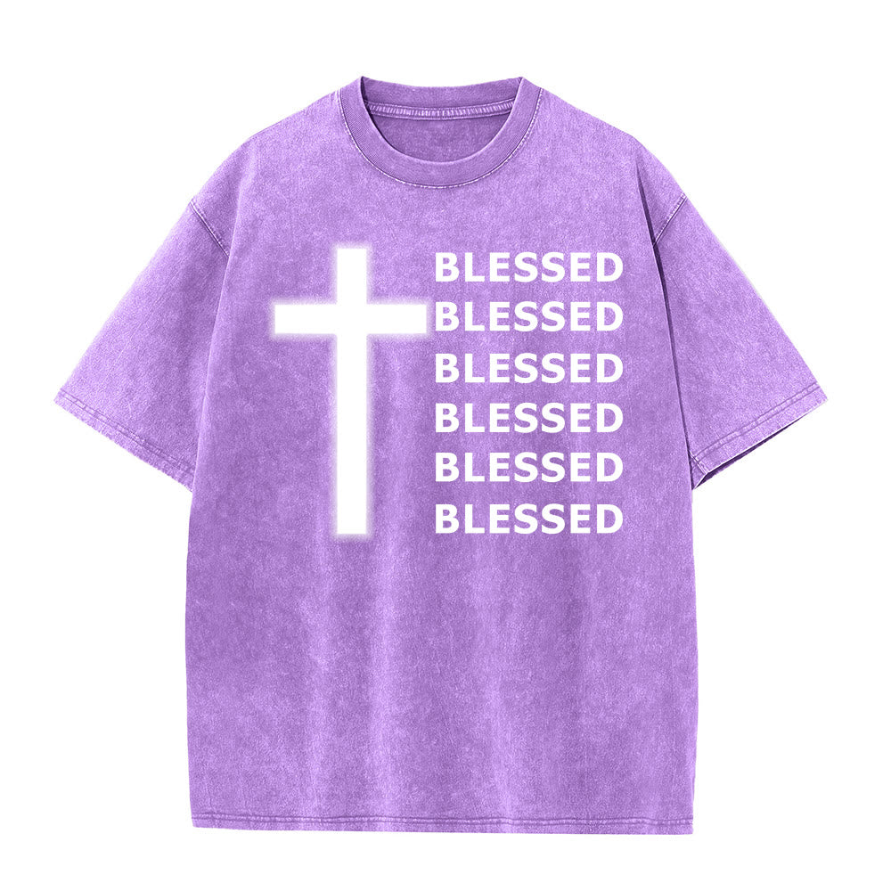 Christianartworkshop Gratitude-Filled Blessed Statement Unisex Washed T-Shirt