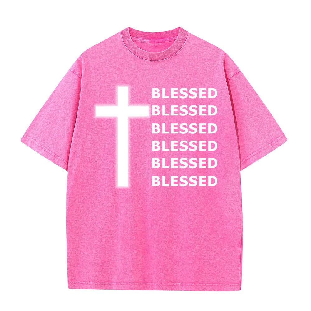 Christianartworkshop Gratitude-Filled Blessed Statement Unisex Washed T-Shirt