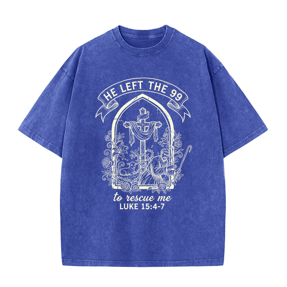 Christianartworkshop His Relentless Care Shepherd & Lamb Unisex Washed T-Shirt