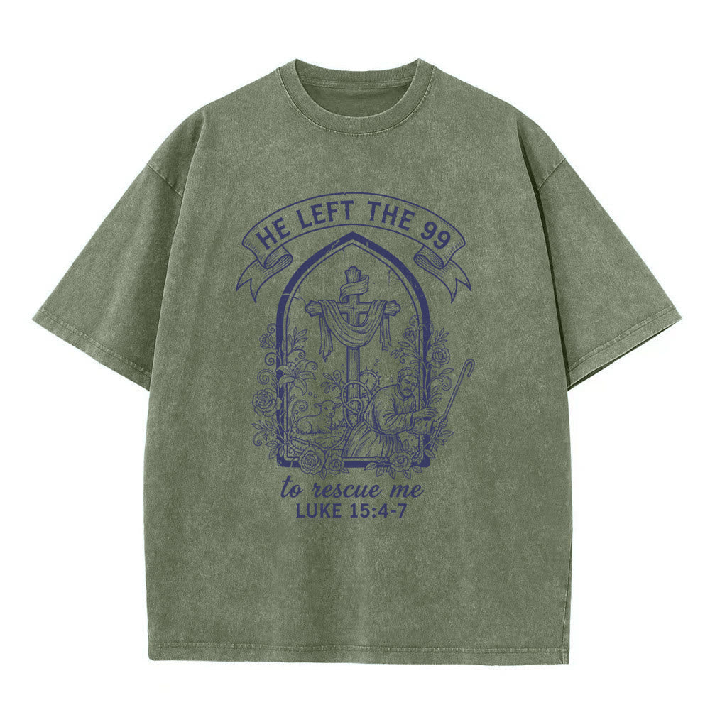 Christianartworkshop His Relentless Care Shepherd & Lamb Unisex Washed T-Shirt