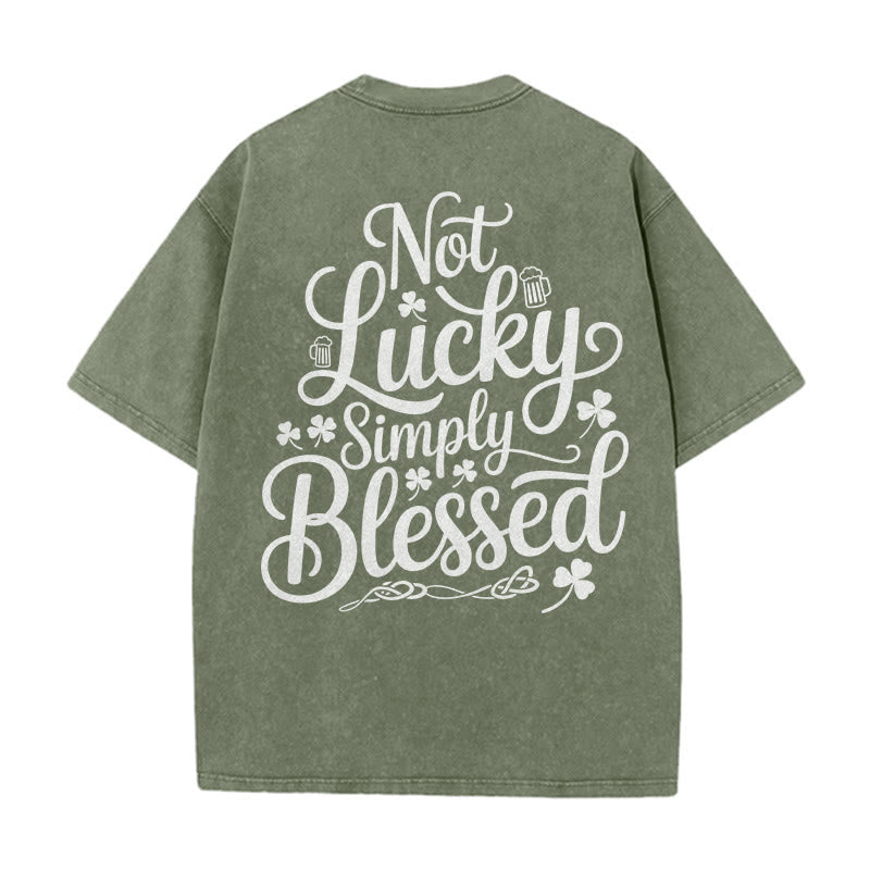 Christianartworkshop Not Lucky Simply Blessed Romans 4:7-8 Unisex Washed T-Shirt