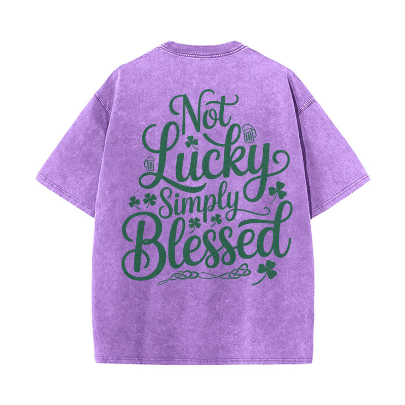 Christianartworkshop Not Lucky Simply Blessed Romans 4:7-8 Unisex Washed T-Shirt