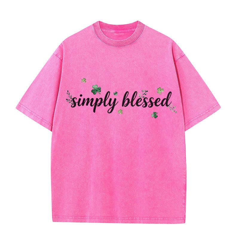 Christianartworkshop Not Lucky Simply Blessed Psalm 34:8 Unisex Washed T-Shirt