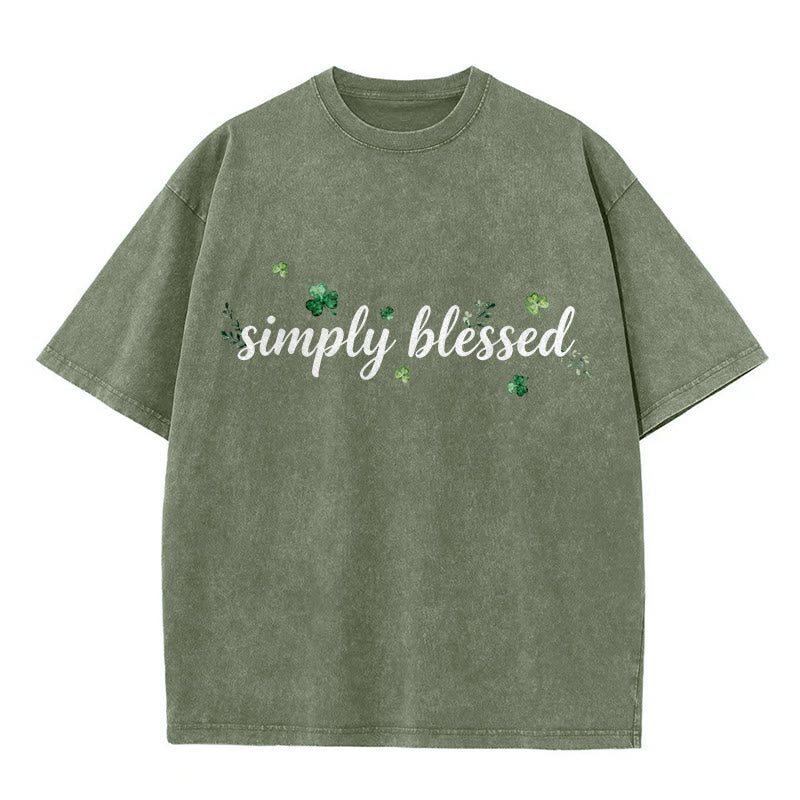 Christianartworkshop Not Lucky Simply Blessed Psalm 34:8 Unisex Washed T-Shirt