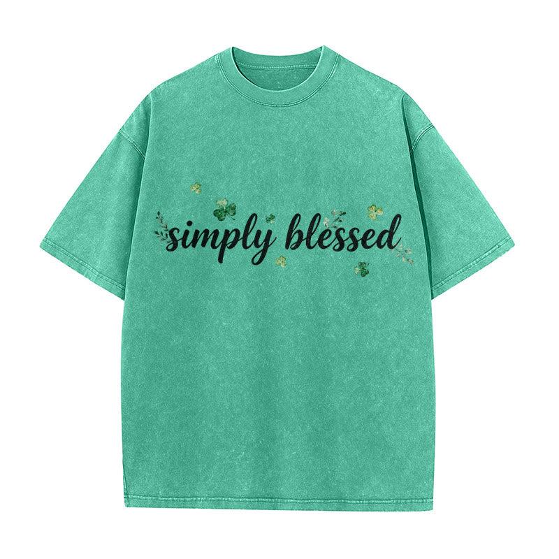 Christianartworkshop Not Lucky Simply Blessed Psalm 34:8 Unisex Washed T-Shirt