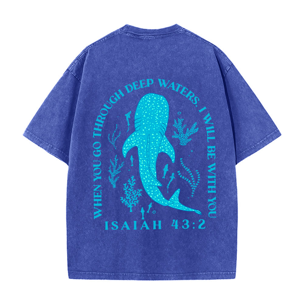 Christianartworkshop I Will Be With You Double Sided Unisex Washed T-shirt