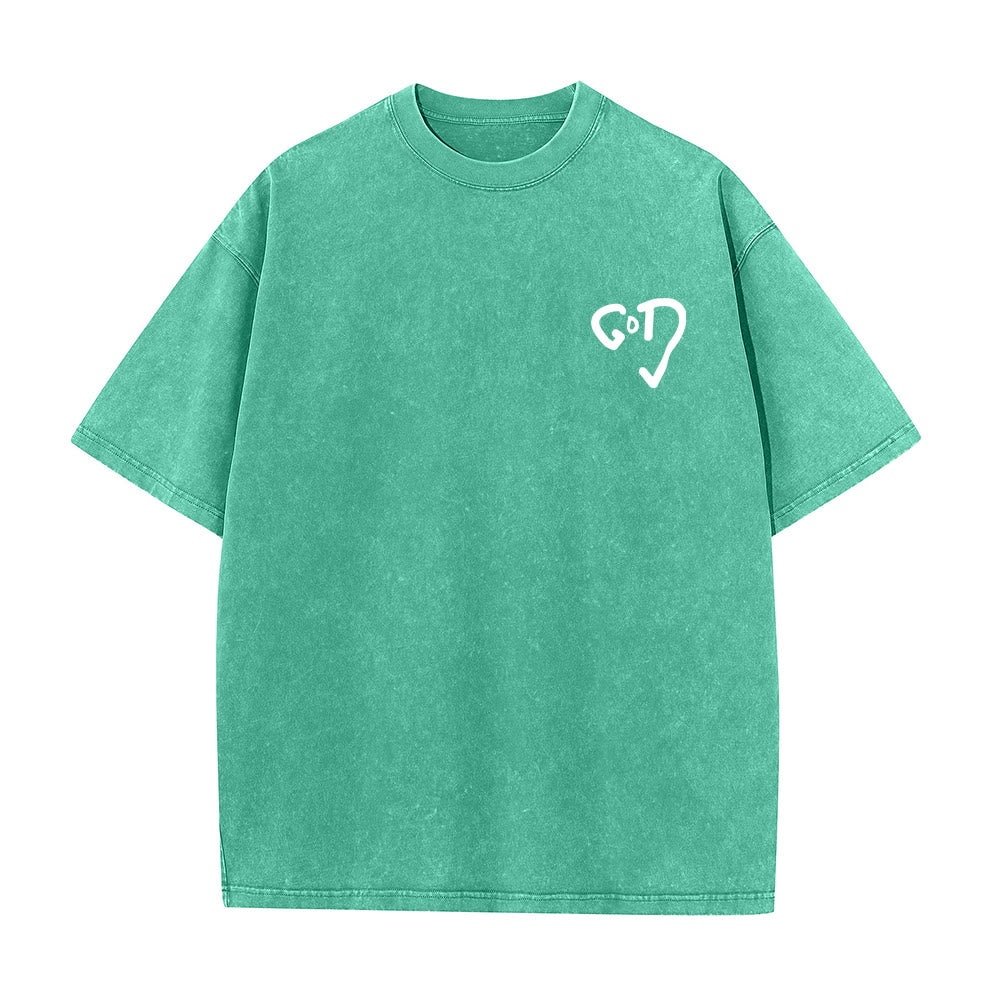 Christianartworkshop God Heart Unisex Washed T-shirt