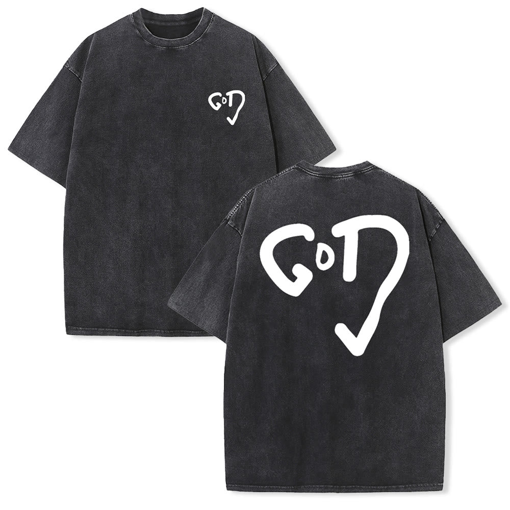 Christianartworkshop God Heart Unisex Washed T-shirt