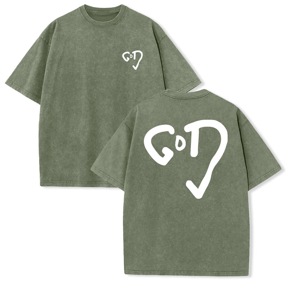 Christianartworkshop God Heart Unisex Washed T-shirt