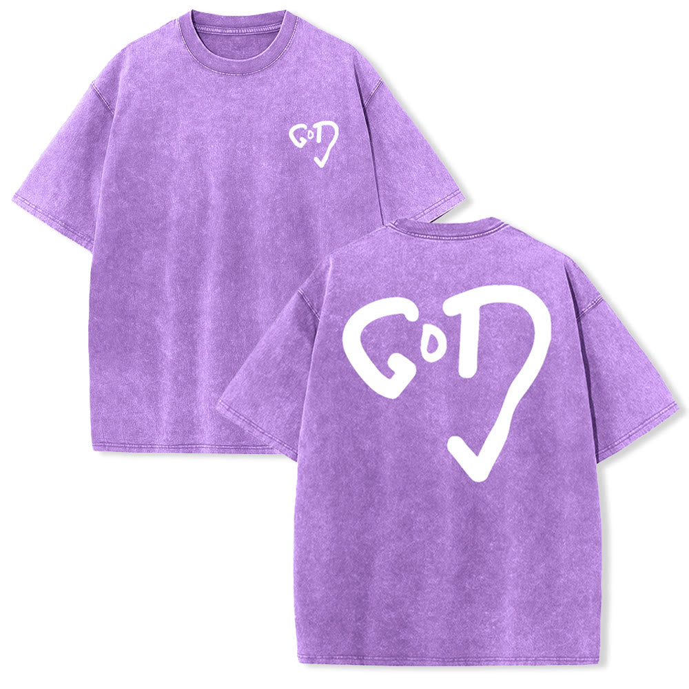 Christianartworkshop God Heart Unisex Washed T-shirt