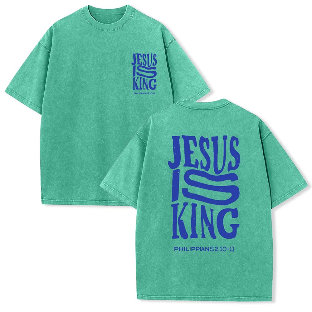 Christianartworkshop Jesus Is King Graphic Unisex Washed T-Shirt