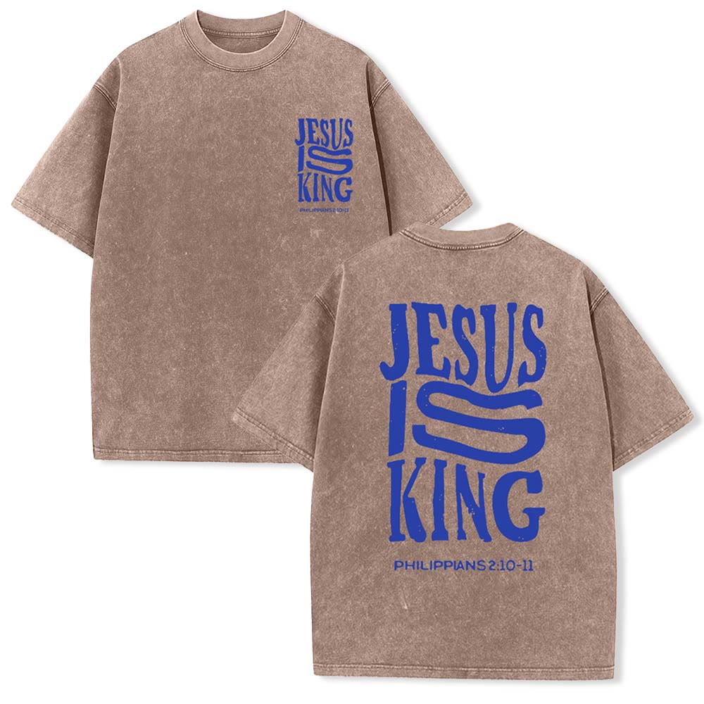 Christianartworkshop Jesus Is King Graphic Unisex Washed T-Shirt