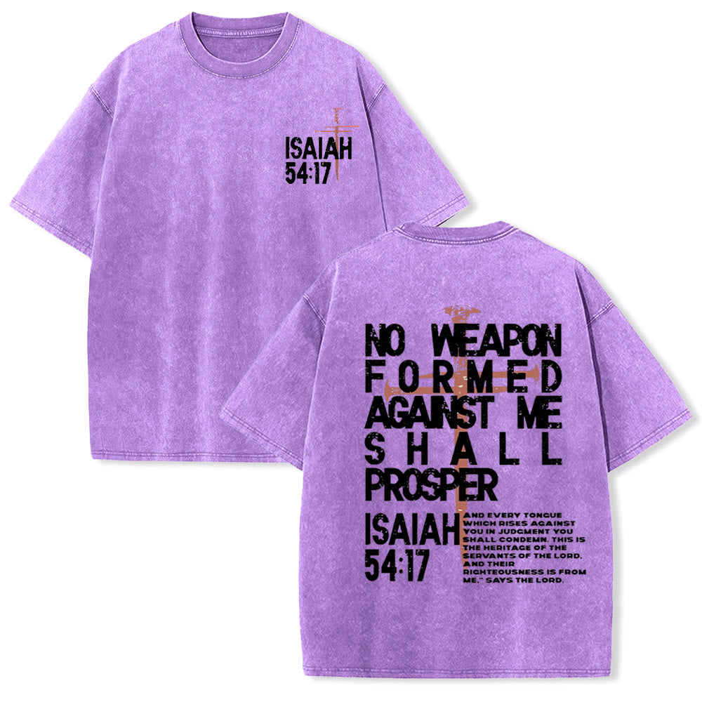 Christianartworkshop No Weapon Formed Against Me Graphic Unisex Washed T-Shirt