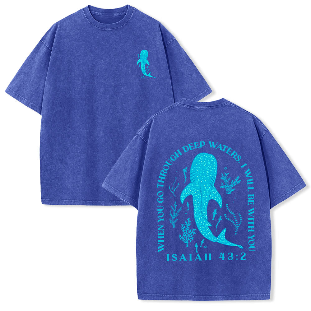 Christianartworkshop I Will Be With You Double Sided Unisex Washed T-shirt