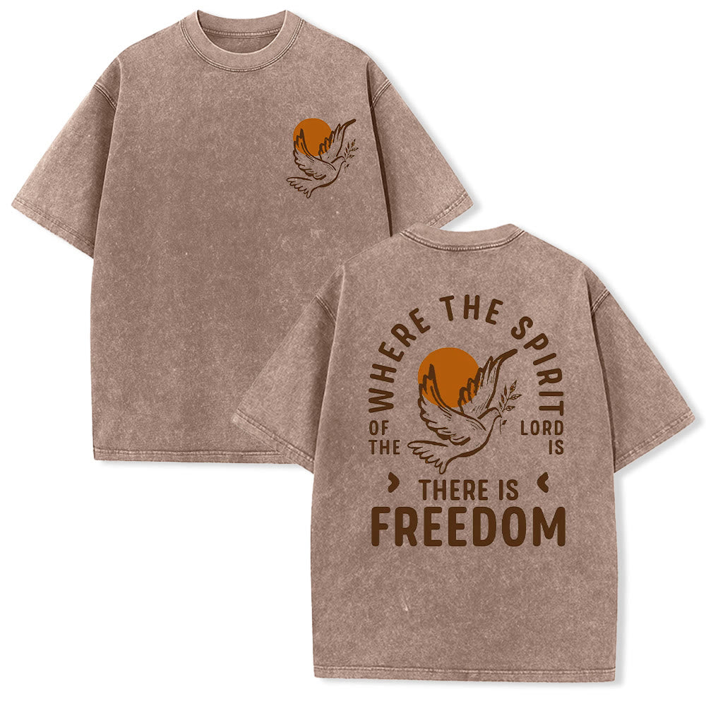 Christianartworkshop Spirit of the Lord and Freedom Unisex Washed T-Shirt