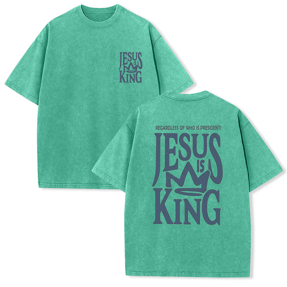Christianartworkshop Jesus is King Statement Unisex Washed T-Shirt