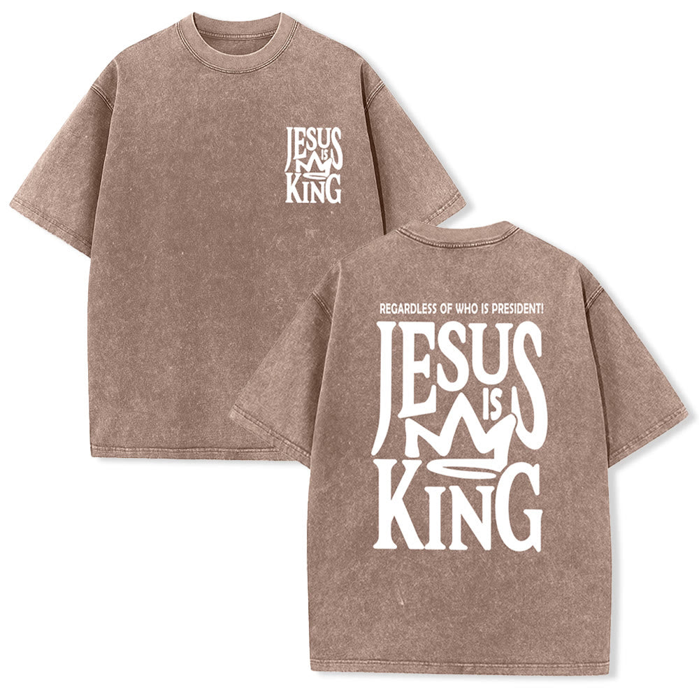 Christianartworkshop Jesus is King Statement Unisex Washed T-Shirt