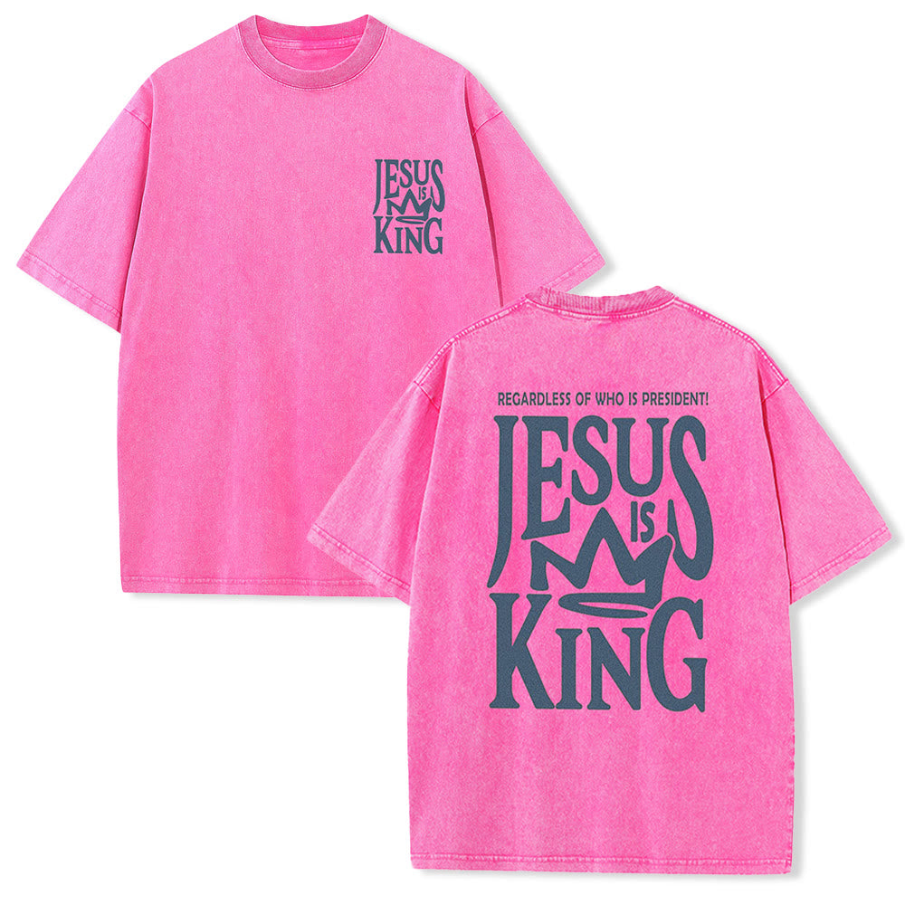 Christianartworkshop Jesus is King Statement Unisex Washed T-Shirt