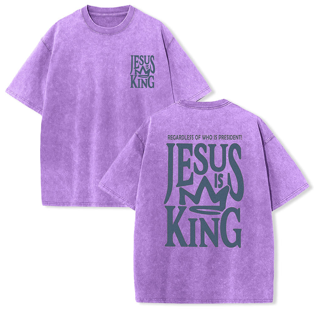 Christianartworkshop Jesus is King Statement Unisex Washed T-Shirt
