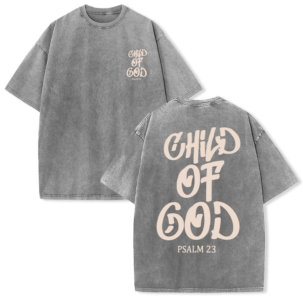 Christianartworkshop Chic Spiritual Child of God Psalm 23 Unisex Washed T-Shirt