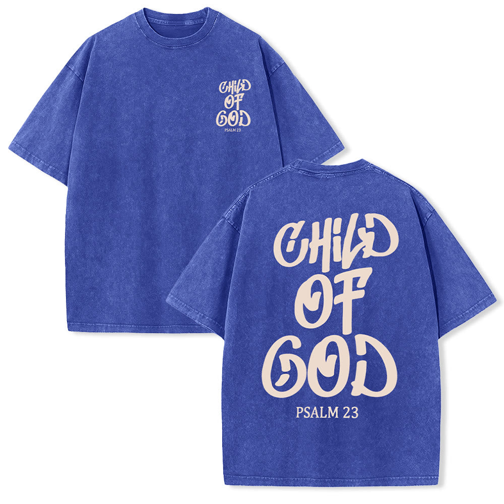 Christianartworkshop Chic Spiritual Child of God Psalm 23 Unisex Washed T-Shirt