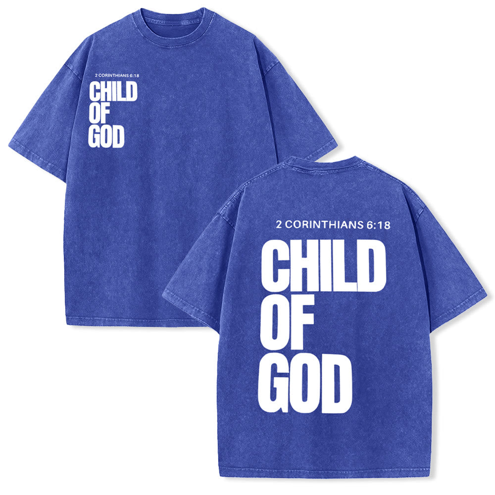 Christianartworkshop Minimalist Child of God Unisex Washed T-Shirt: Bold Faith in Clean Design