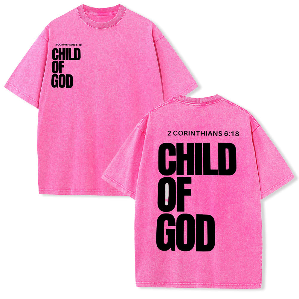 Christianartworkshop Minimalist Child of God Unisex Washed T-Shirt: Bold Faith in Clean Design