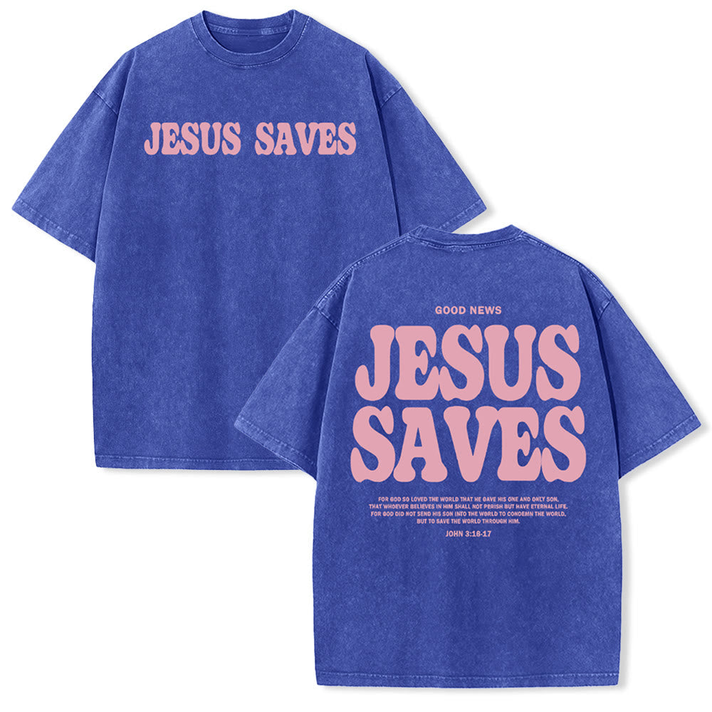 Christianartworkshop Jesus Saves Unisex Washed T-Shirt