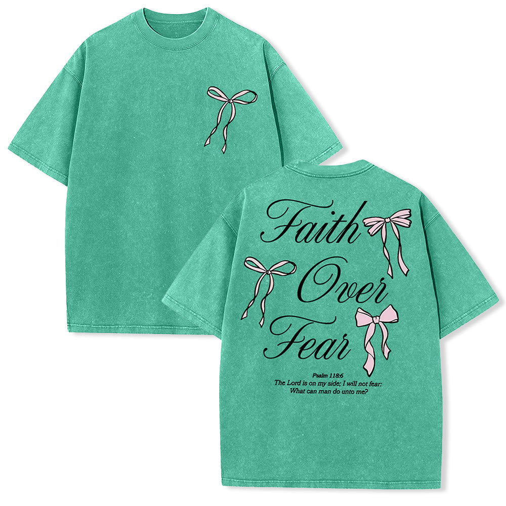 Christianartworkshop Faith Over Fear Unisex Washed T-Shirt