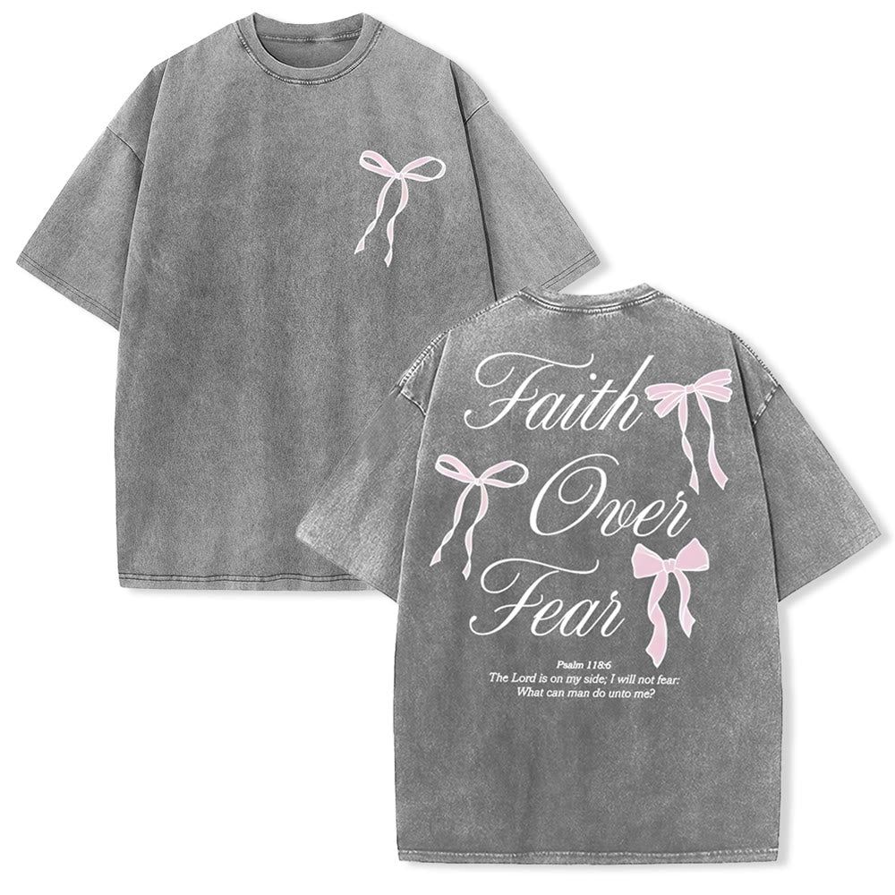 Christianartworkshop Faith Over Fear Unisex Washed T-Shirt