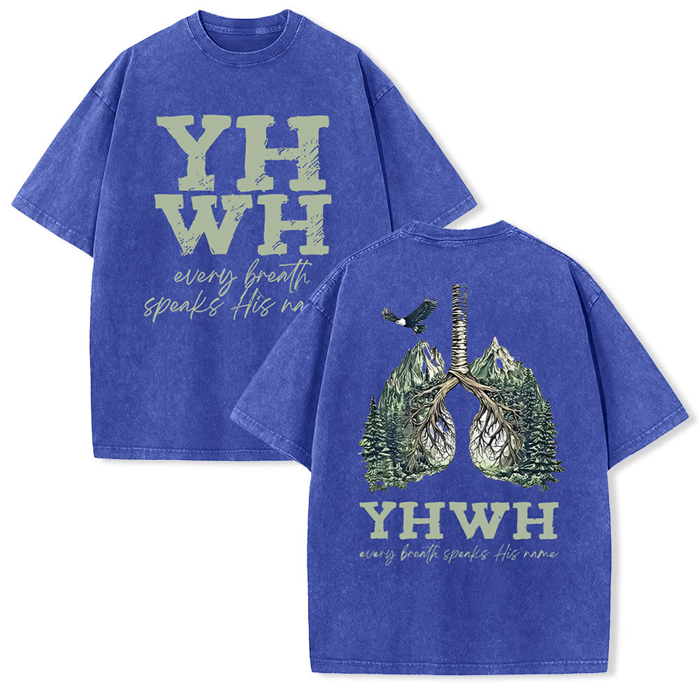 Christianartworkshop Every Breath Speaks His Name Unisex Washed T-shirt