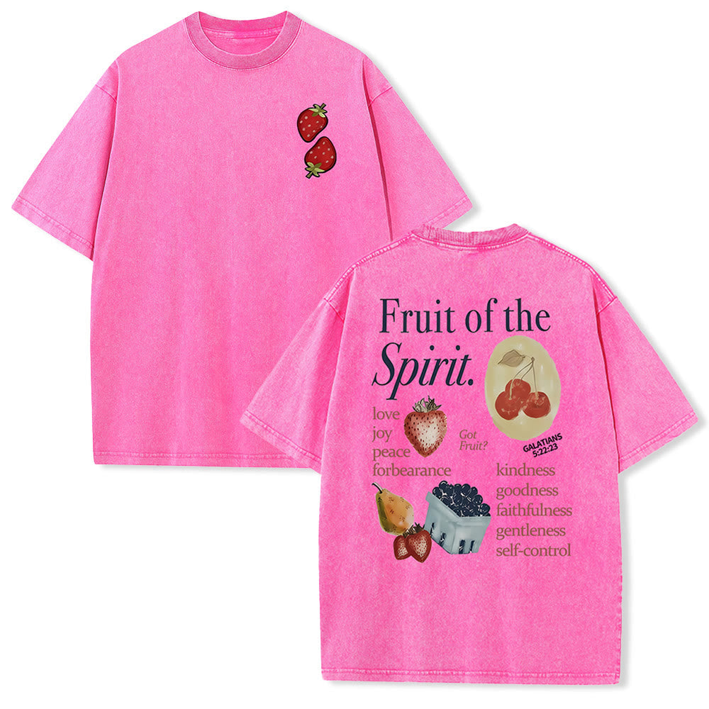 Christianartworkshop Fruit Of The Spirit Double Sided Unisex Washed T-shirt