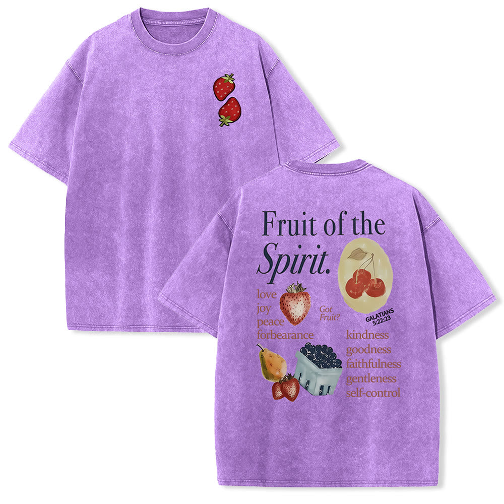 Christianartworkshop Fruit Of The Spirit Double Sided Unisex Washed T-shirt