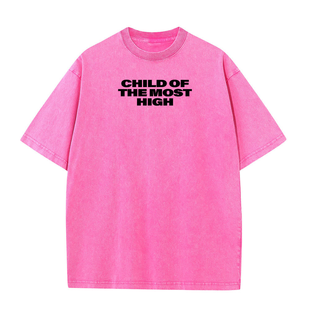 Christianartworkshop Child of the Most High Cross Bold Lettering Unisex Washed T-shirt