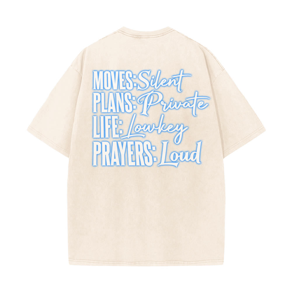 Christianartworkshop Moves Silent Prayers Loud Stylized Cross Mixed Lettering Unisex Washed T-shirt