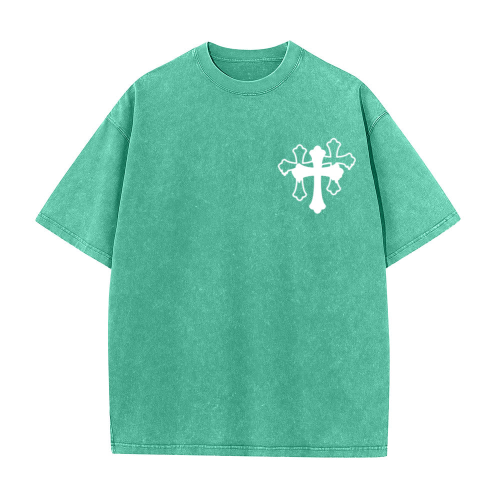 Christianartworkshop Moves Silent Prayers Loud Stylized Cross Mixed Lettering Unisex Washed T-shirt