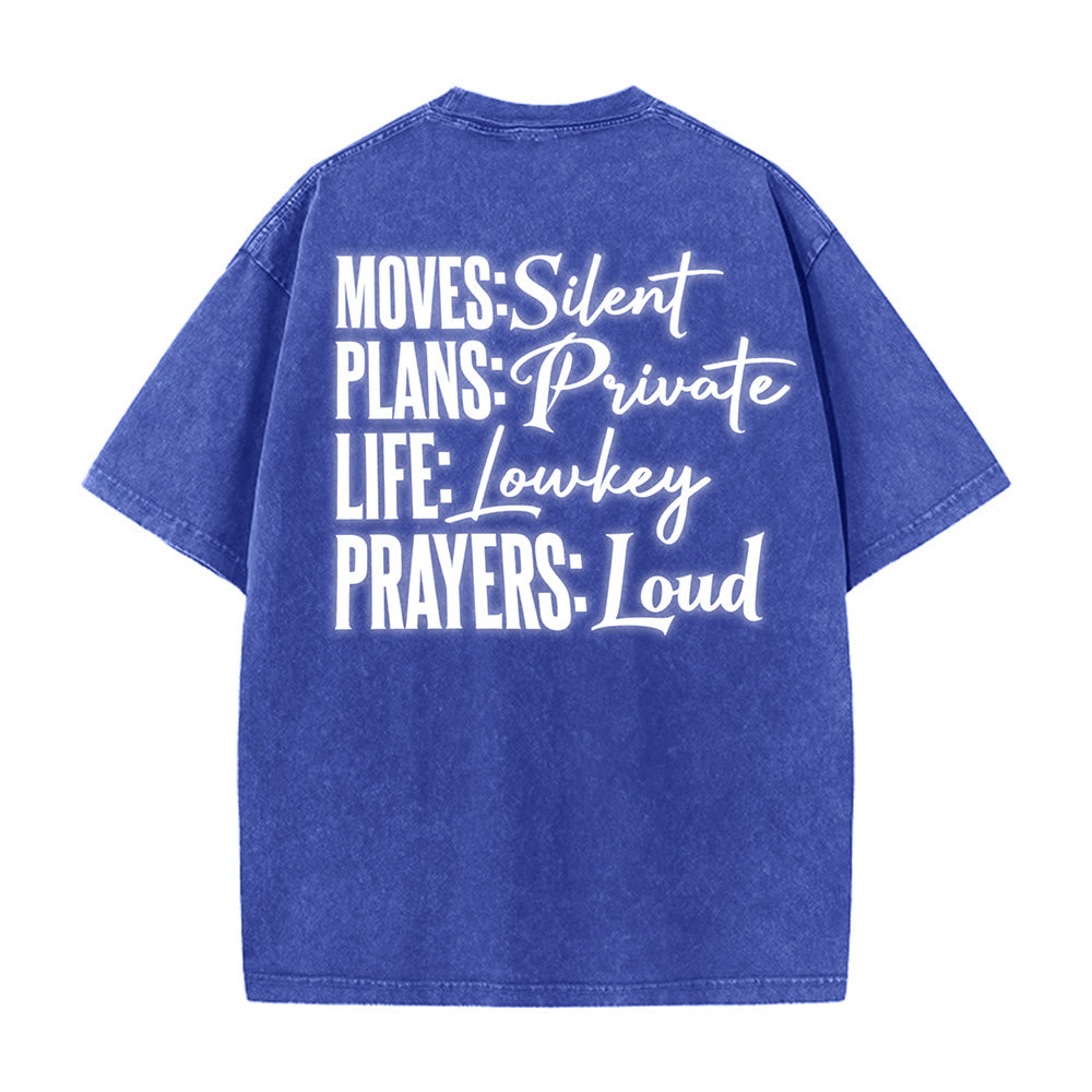 Christianartworkshop Moves Silent Prayers Loud Stylized Cross Mixed Lettering Unisex Washed T-shirt