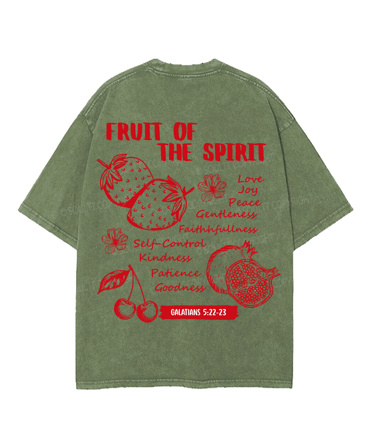 Fruit Of The Spirit Double Sided Unisex Washed Christian T-shirt