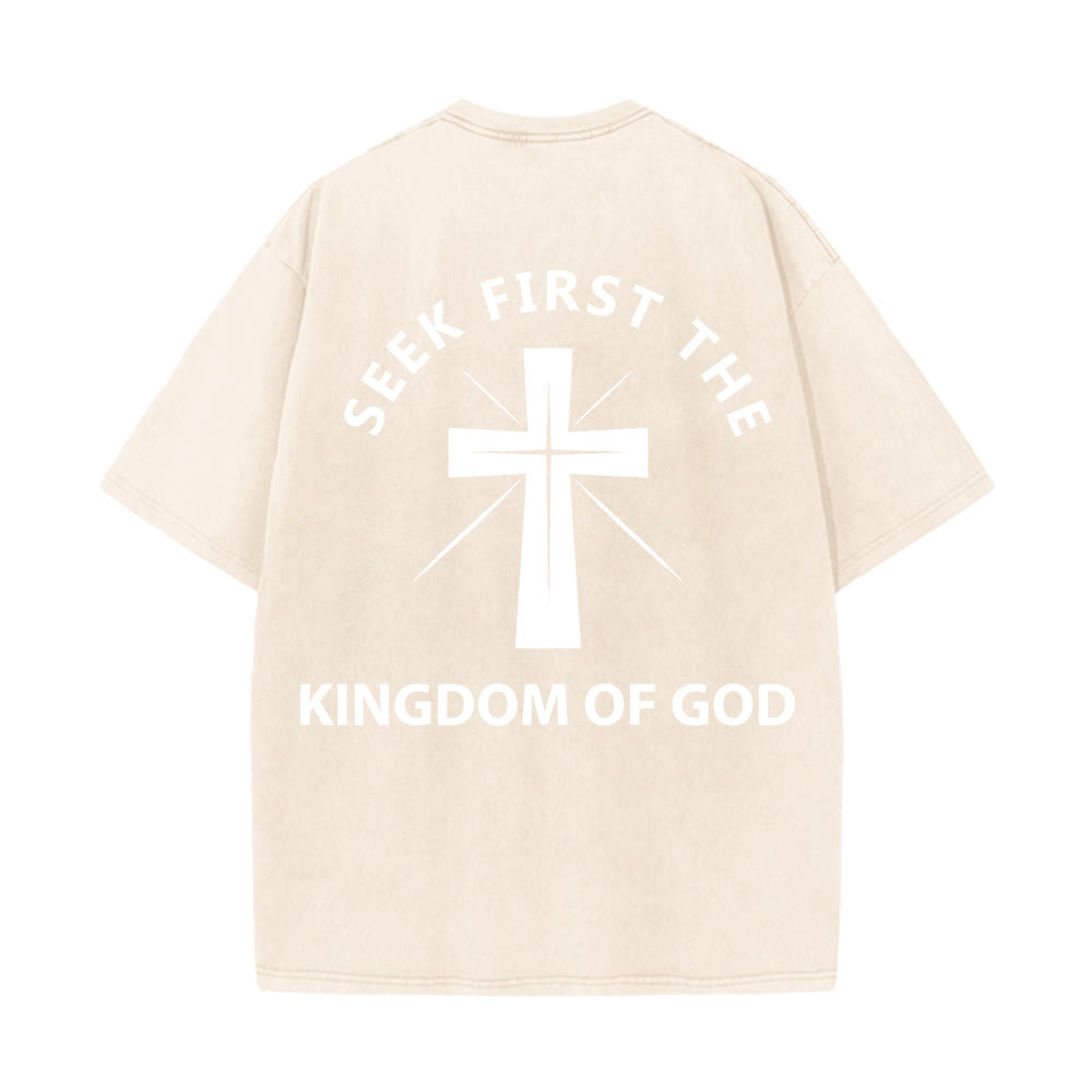 Christianartworkshop Seek First the Kingdom of God Unisex Washed T-Shirt