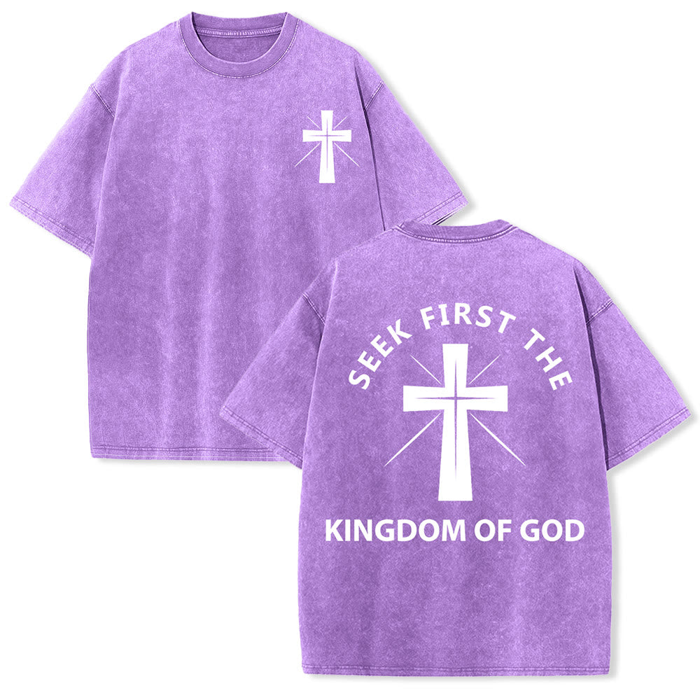 Christianartworkshop Seek First the Kingdom of God Unisex Washed T-Shirt
