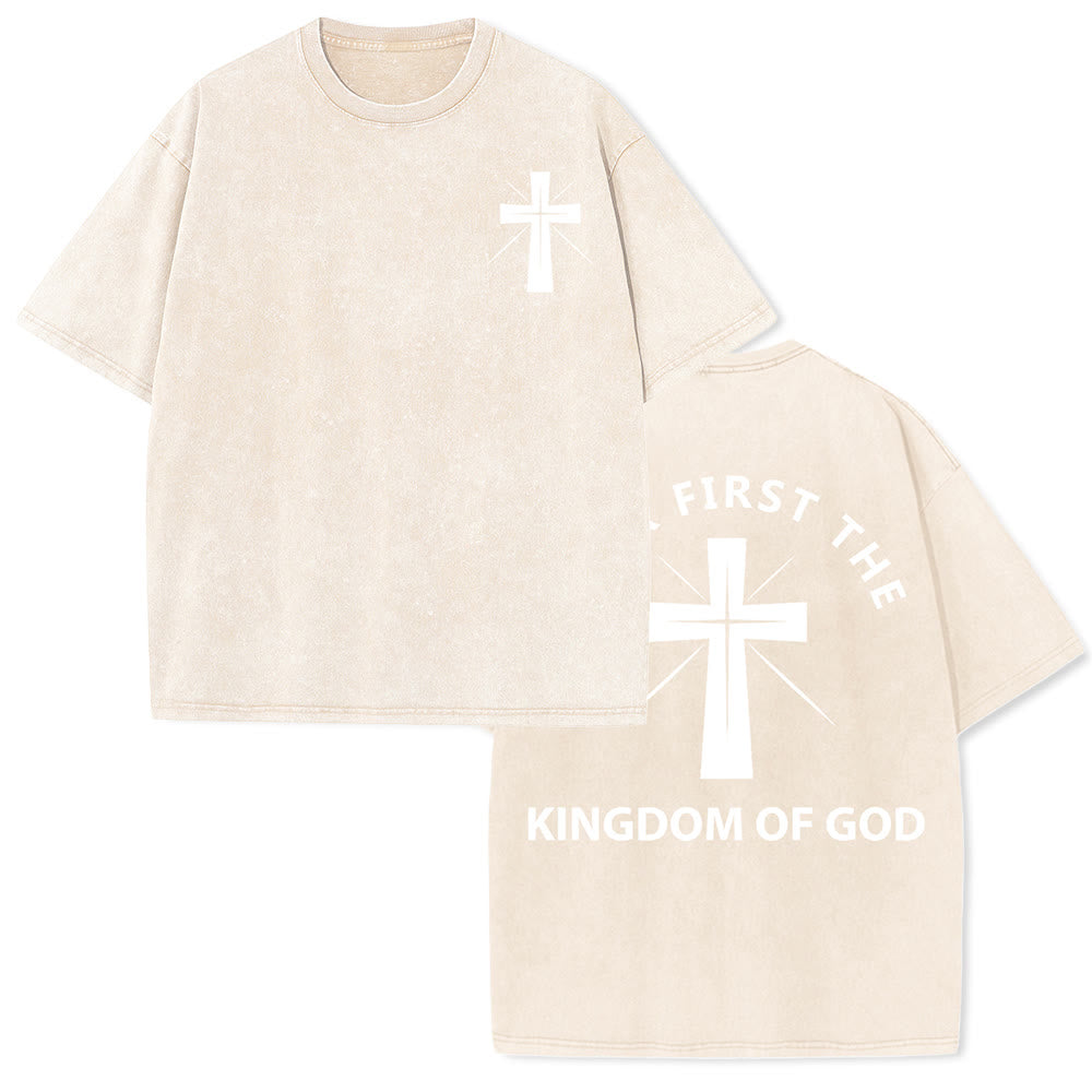 Christianartworkshop Seek First the Kingdom of God Unisex Washed T-Shirt