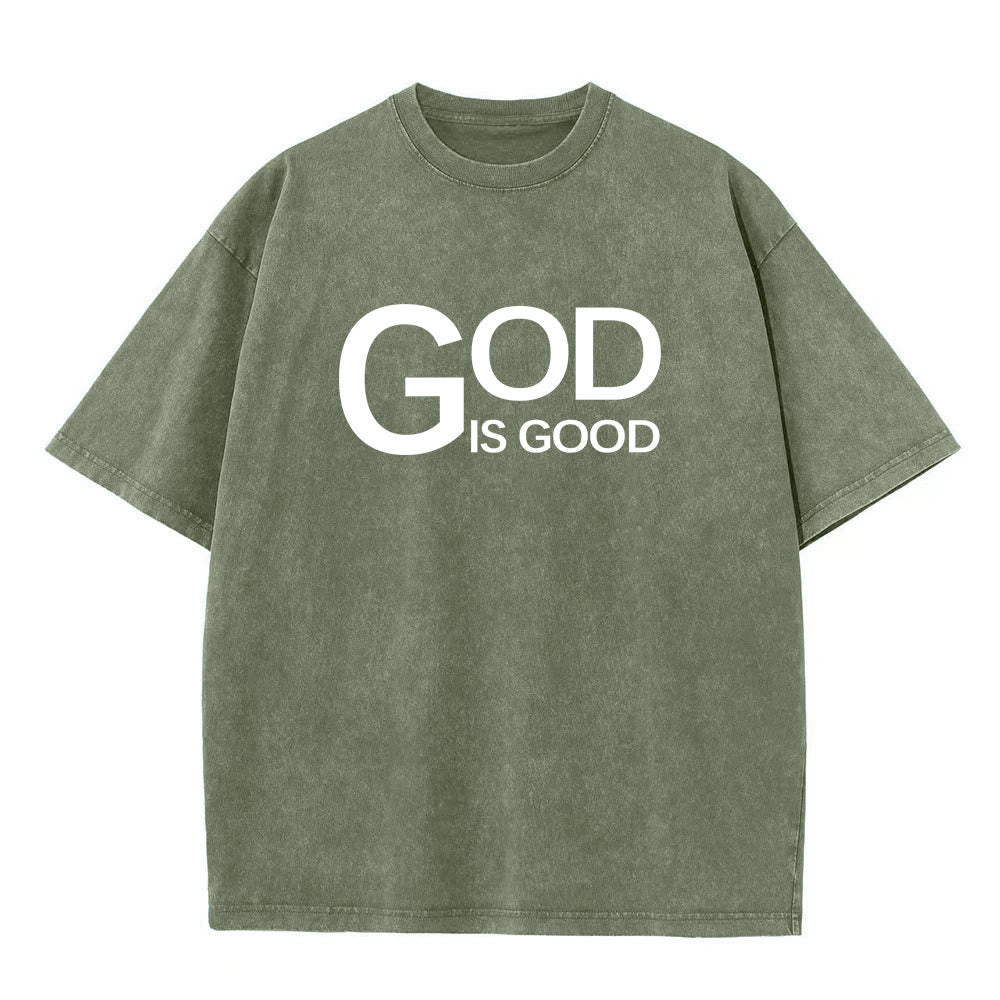 Christianartworkshop God Is Good Philippians 4:13 Cross Unisex Washed T-Shirt