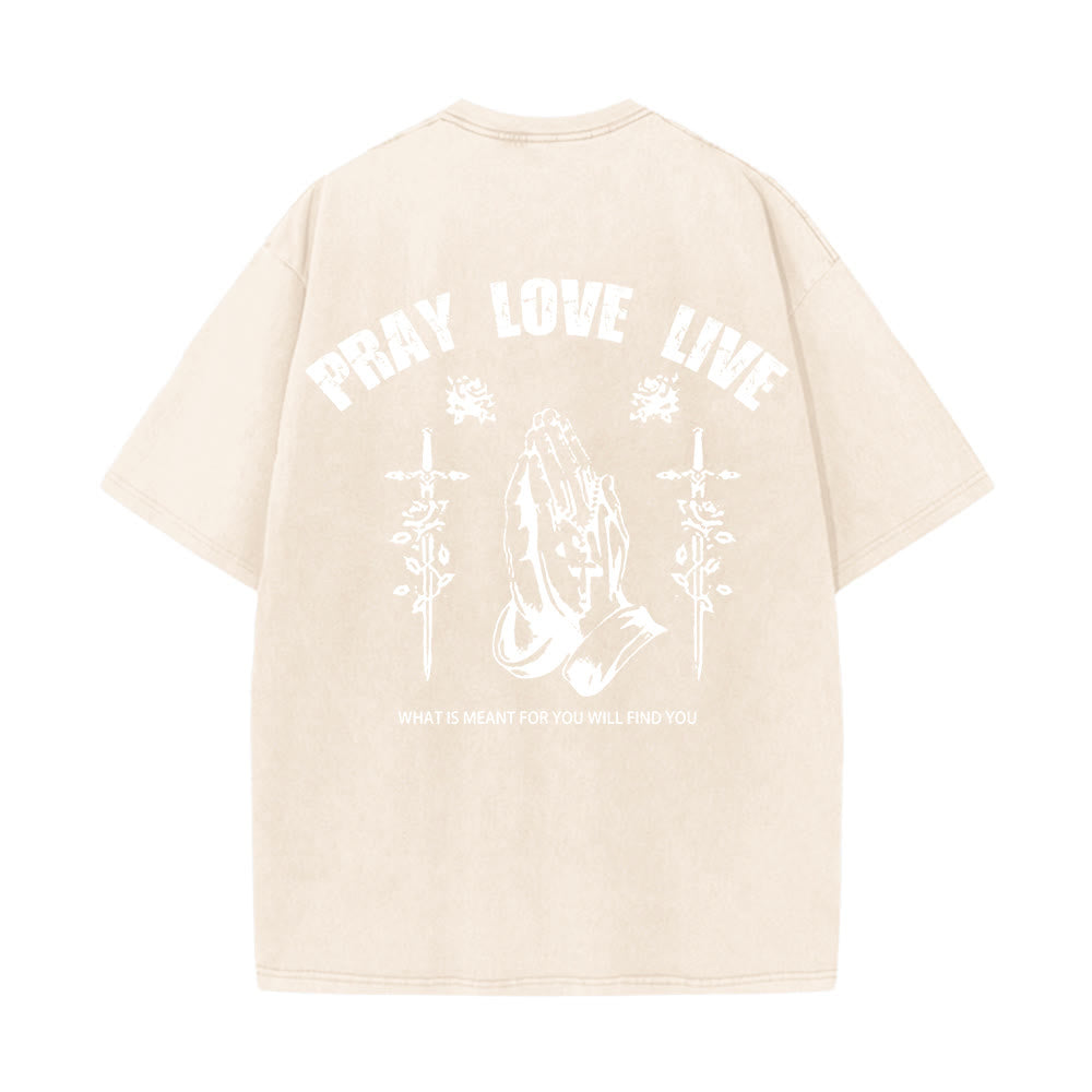 Christianartworkshop God Willing Pray Love Live Unisex Washed T-Shirt