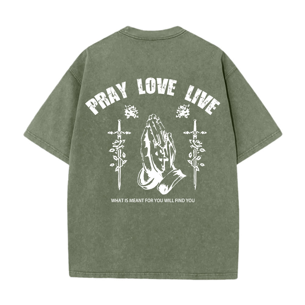 Christianartworkshop God Willing Pray Love Live Unisex Washed T-Shirt