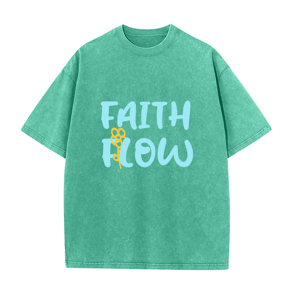 Christianartworkshop Faith Flow Floral Unisex Washed T-Shirt